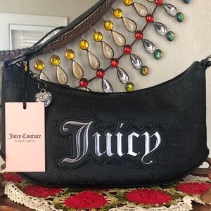 NWT Juicy Couture Upgrade Embossed Shoulder Handbag w/Zippered Charm